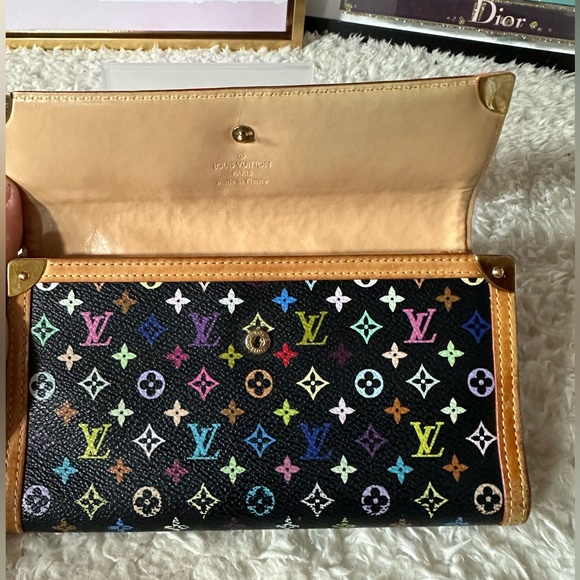 Louis Vuitton Murakami Multicolor Monogram Porte Tresor Wallet Black - Picture 4 of 12
